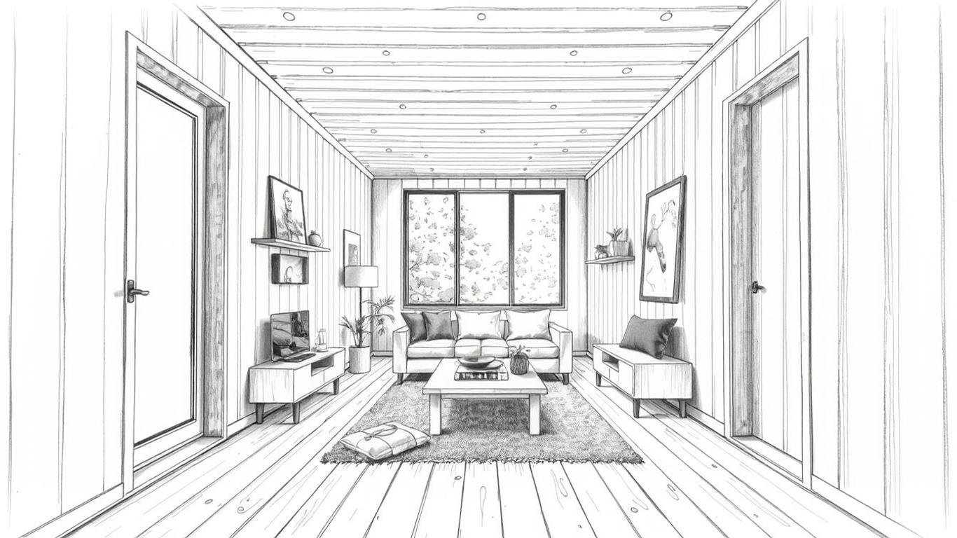 Why 1-Point Perspective of a Shipping Container House is the Game-Changer in Home Design! || luxurylivingspot.com