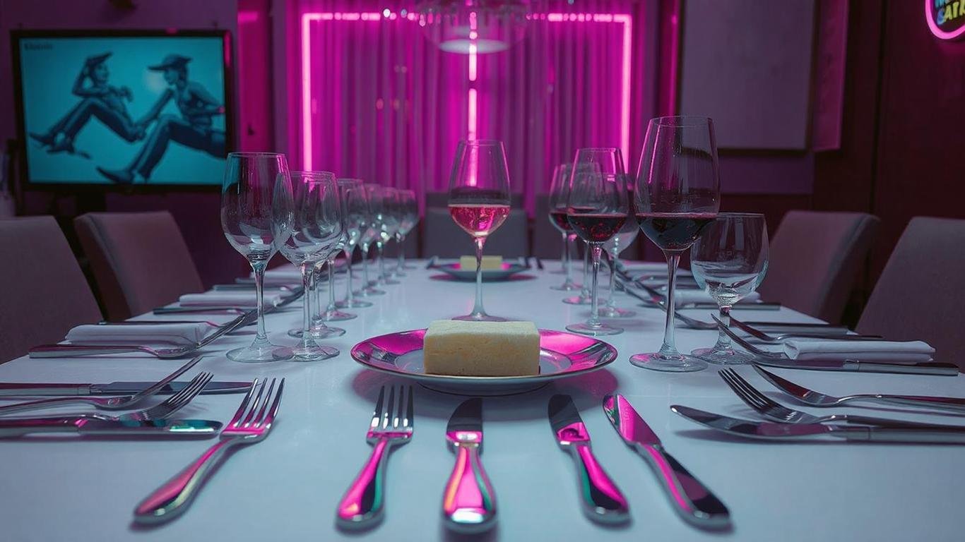 How to Set Up Silverware on a Table // An elegant formal table setup with a full array of silverware: multiple forks, knives, and spoons, bread plate with butter knife, and glasses arranged for water and wine.